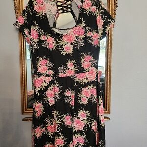 Floral Black and Pink Dress